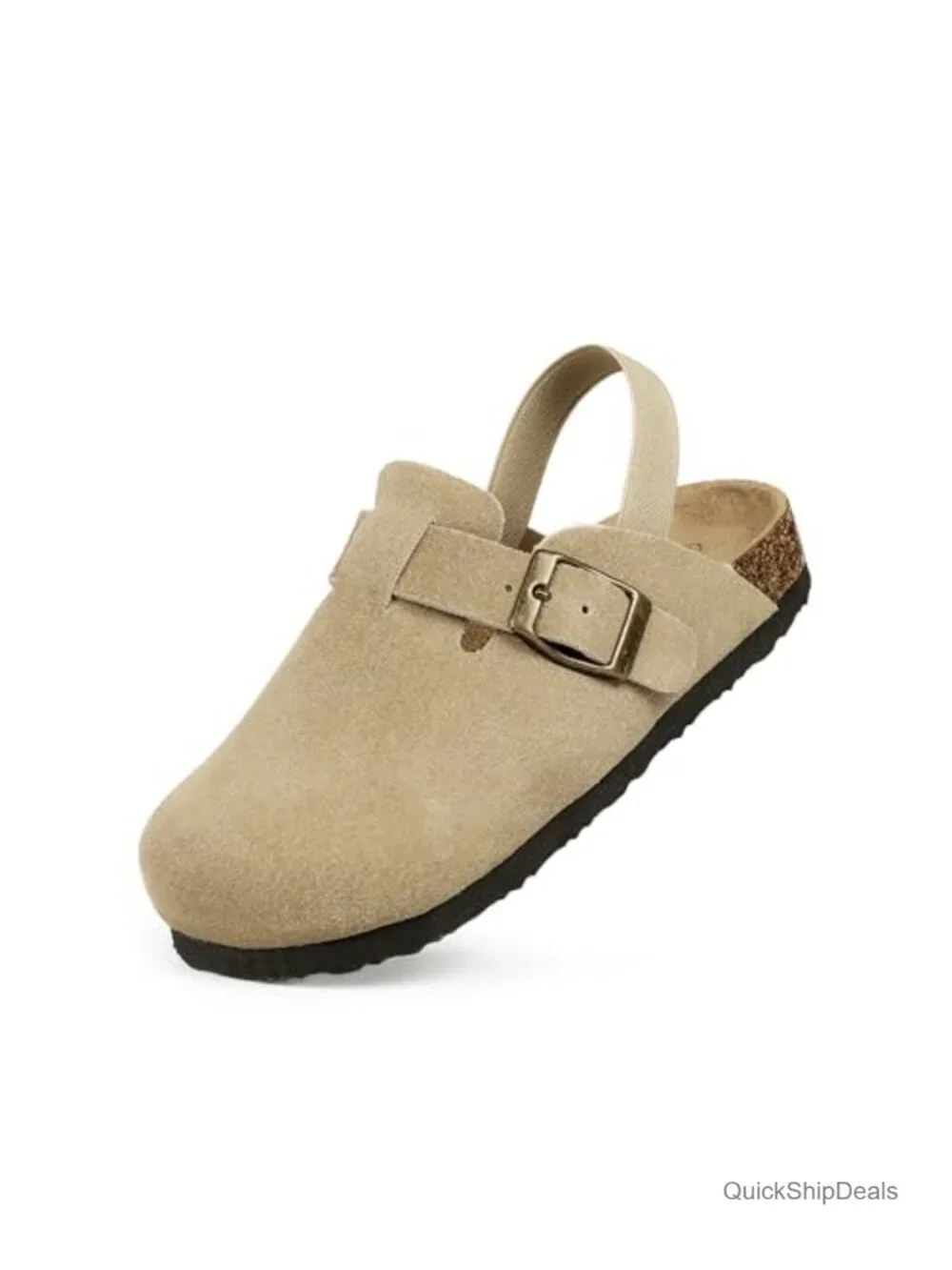 Kids Suede Clogs Toddler Boys Girls Cork Footbed Adjustable Buckle Mules